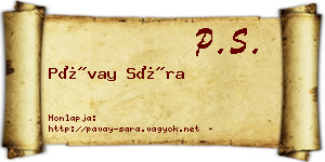 Pávay Sára névjegykártya