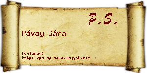 Pávay Sára névjegykártya